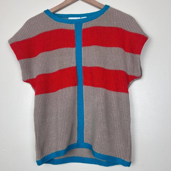 Russ Togs Sweaters - Russ Togs Vintage 80s Short Sleeve Color Block Sweater Women's Size S